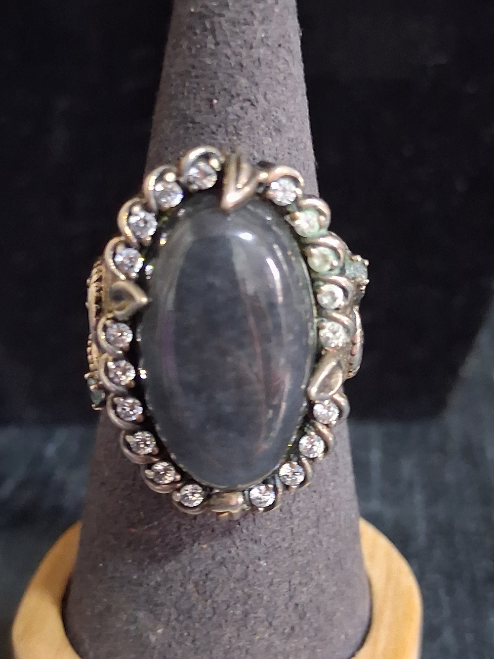 Vintage JOY 925 Sterling Silver Horse Head Labradorite Statement Ring Sz 8 - Picture 8 of 8